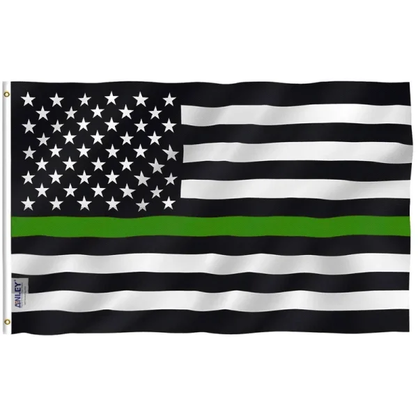 Fly Breeze 3x5 Foot Thin Green Line USA Flag