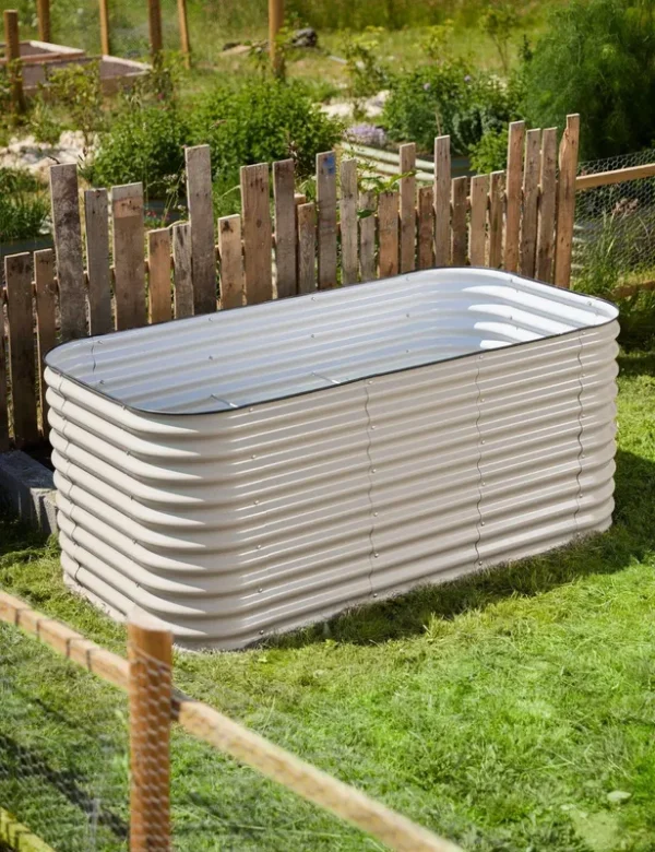 Vego Garden 32" Tall 9-in-1 Modular Metal Raised Garden Bed Kit Pearl White