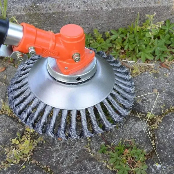Auhafaly Boomway 150mm / 6 inch Steel Wire Trimmer Head Round Steel Wire Brush Grass Brush Cutter String Trimmer Replacement for Garden Brick Road Pav BW0802