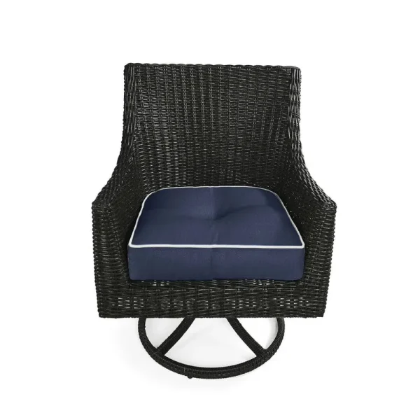 Outdoor/Indoor 4-Piece Wicker Seat Cushion Set - Navy