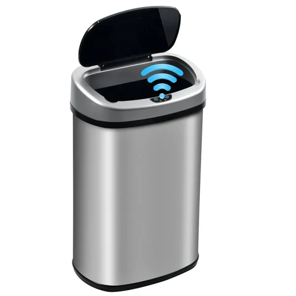 Bigacc 13 Gallon 50 Liter Kitchen Trash Can with Touch-Free & Motion Sensor, Automatic Stainless-Steel Garbage Can, Anti-Fingerprint Mute Designed