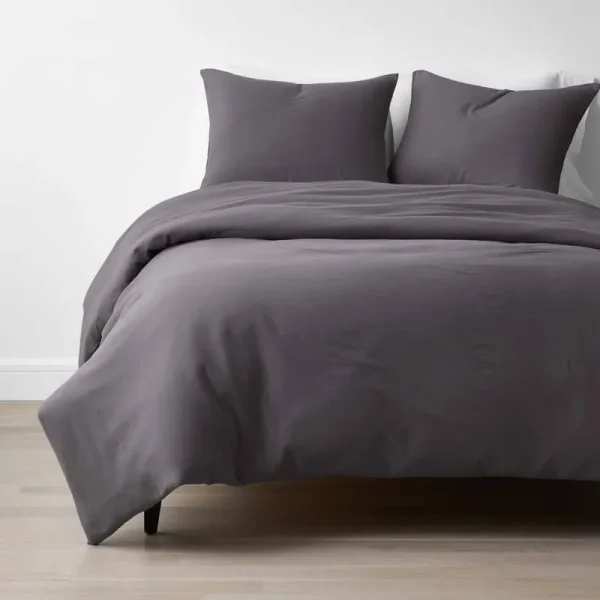 The Company Store Company Cotton 2-Piece Dark Gray Jersey Knit Twin Duvet Cover Set