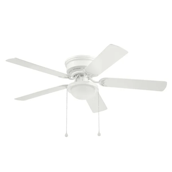Harbor Breeze Armitage 52-in White LED Indoor Flush Mount Ceiling Fan with Light (5-Blade) 42600