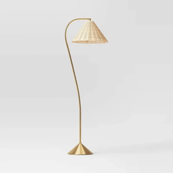 Gooseneck Floor Lamp with Natural Shade Brass - Threshold