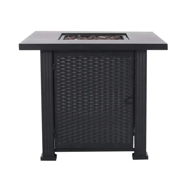 Grouse Outdoor 40,000 BTU Iron Square Fire Pit, Black