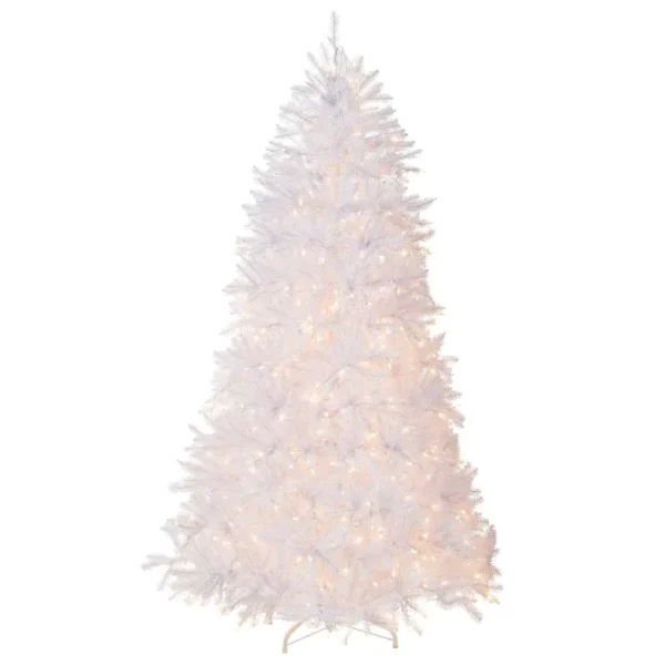 Dunhill Fir White Christmas Tree with Lights Size: 9' H