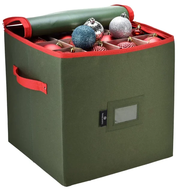 Christmas Ornament Storage - Stores Up to 64 Holiday Ornaments, Adjustable with