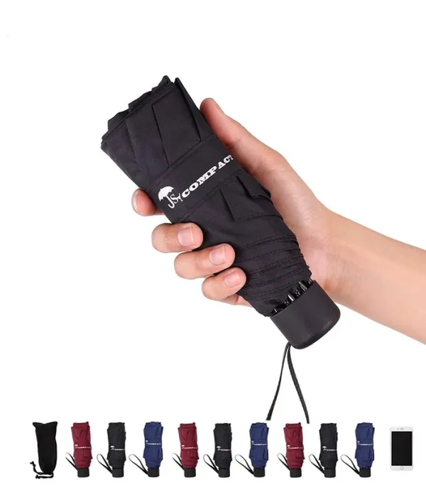 Sy Compact Travel Umbrella - Lightweight Portable Mini Compact Umbrellas (Black)
