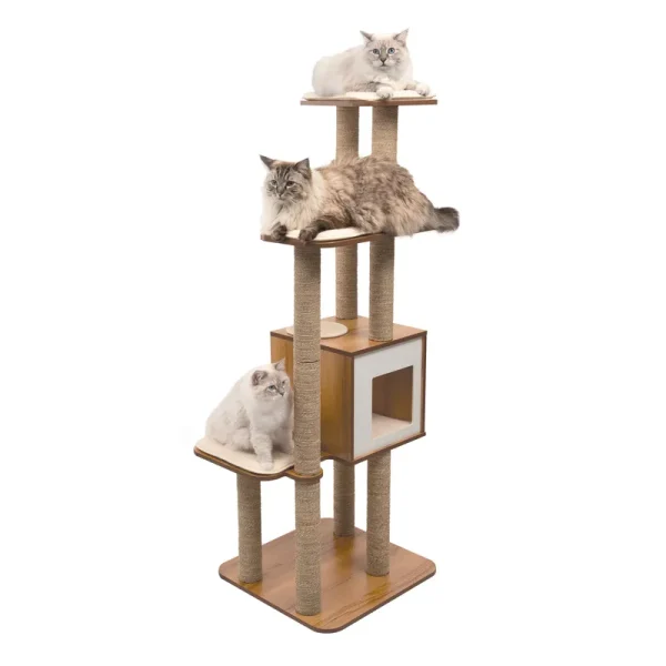 Catit Vesper High Base XL 62 in Cat Tree, 5 Levels and 1 Condo, Walnut
