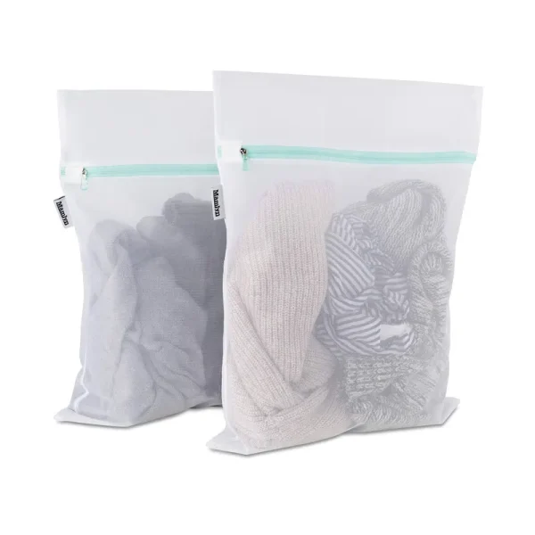 Mamlyn 2 Medium Mesh Laundry Bag Breathable Wash Fabric with Durable Colored Zippers for Underwear, Socks, Delicates, Hoiser