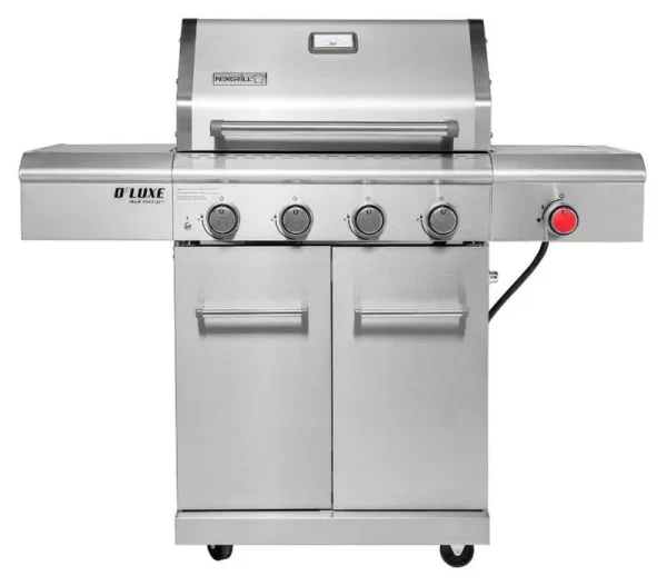 Nexgrill Deluxe 4-Burner Propane GAS Grill with Infrared Side Burner & Grill Cover - 720-0958AE