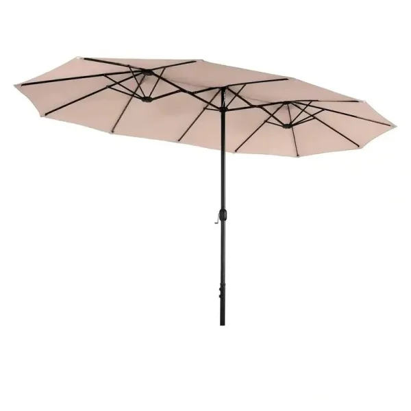 13 ft. Market No Weights Patio Umbrella 2-Side in Beige