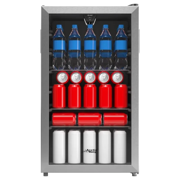 Arctic King 115-Can Beverage Fridge & Cooler, Stainless Steel Look