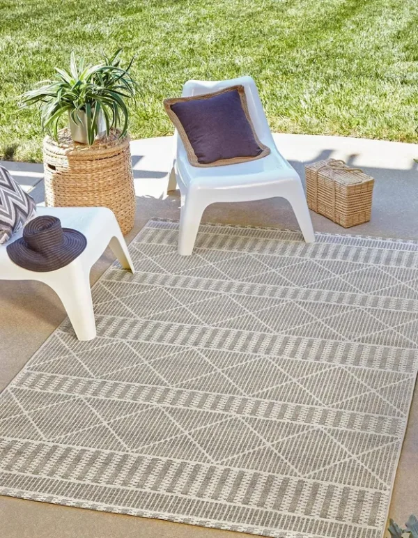 Outdoor Trellis Gray 5x8 Area Rug Indoor Outdoor Rug