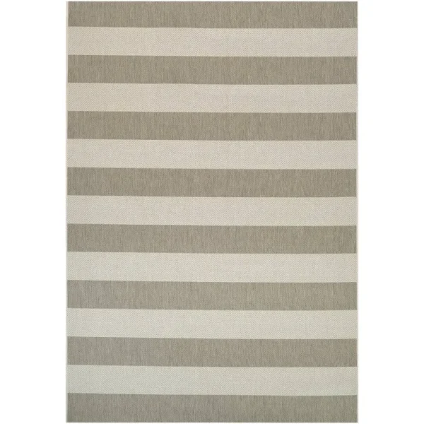 Papatya Striped Flatweave Tan Ivory Indoor Outdoor Area Rug Breakwater Bay Rug Size: Rectangle 5'3" x 7'6"
