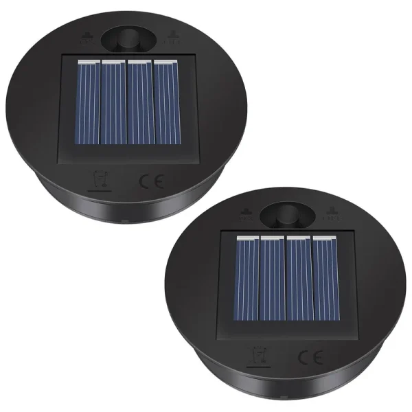 2 Pack Solar Lights Replacement Top - 7 Lumens LED Panel 2.76in, Black