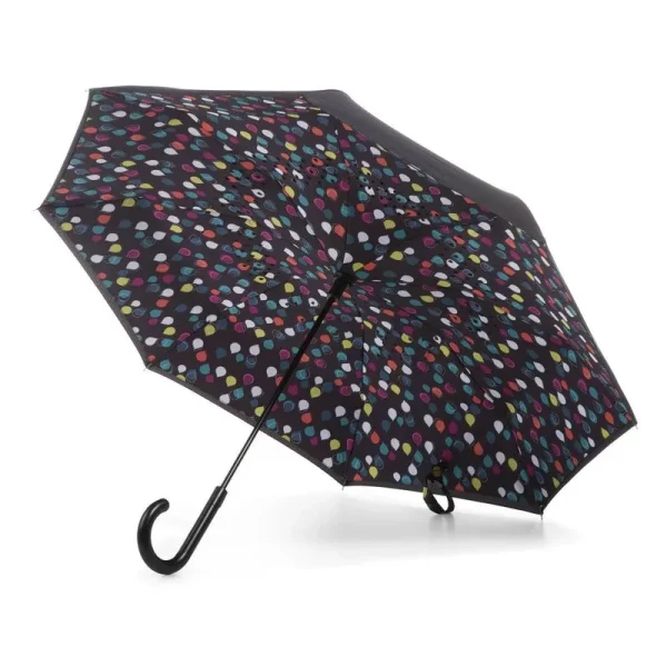 Totes InBrella Reverse Close Umbrella, Raindrops
