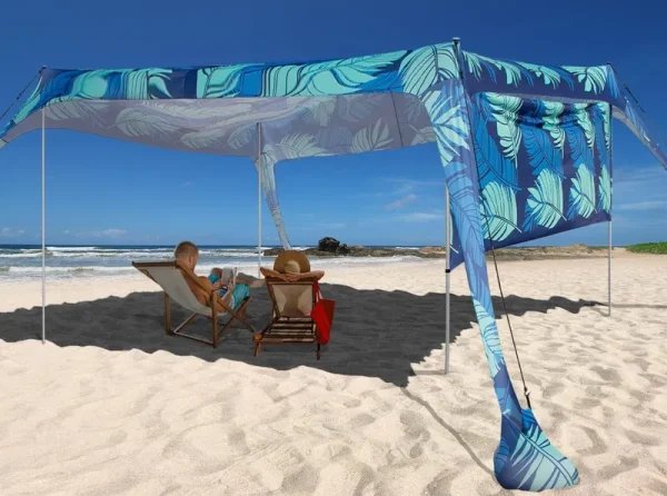 easierhike Beach Sunshade with Side Wall Shade Windproof Design,Sun Leaves