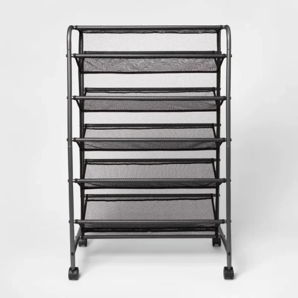 Room Essentials Double Sided Rolling Shoe Rack Black