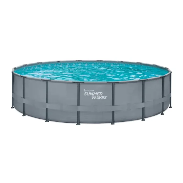Summer Waves 18 ft Elite Frame Pool, Round, Cool Gray, unisex