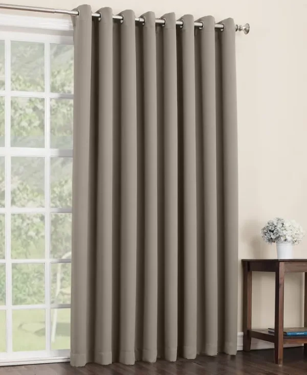 Sun Zero Jonah Extra Wide Blackout Patio Curtain Panel Stone
