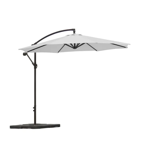 10' Outdoor Patio Cantilever Offset Umbrella with Base Weights - White