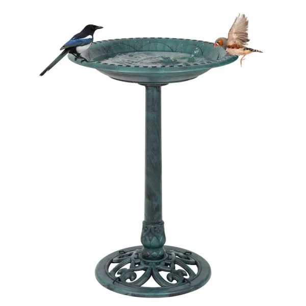 Zenstyle 28" H Resin Sitting Pair Bird Bath Pedestal Outdoor Garden D��cor (Green)
