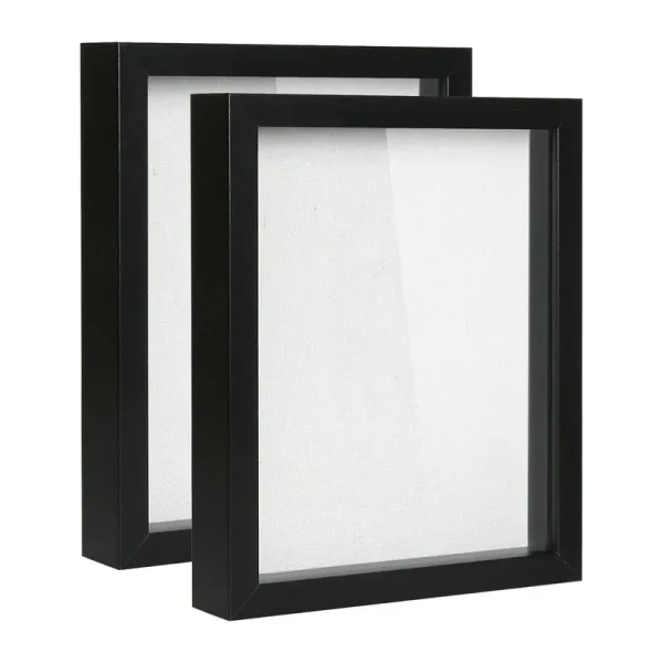 Muzilife Shadow Box Picture Frame with Linen Board Deep Wood Glass Display Case Ready to Hang Memory Box Baby Sports Memorabilia, Pins, Awards, Medal