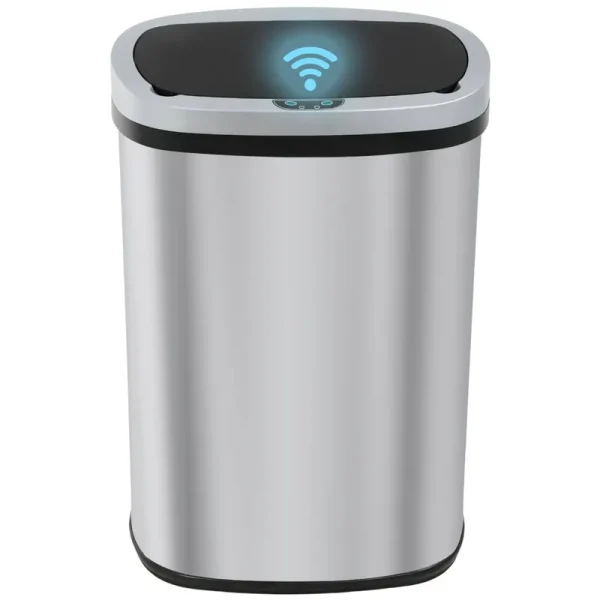 Kitchen Trash Can Automatic Trash Can Trash Can with Lid 50 Liter 13 Gallon Touch Free High-Capacity Brushed Stainless Steel Waste Bin for Bathroom