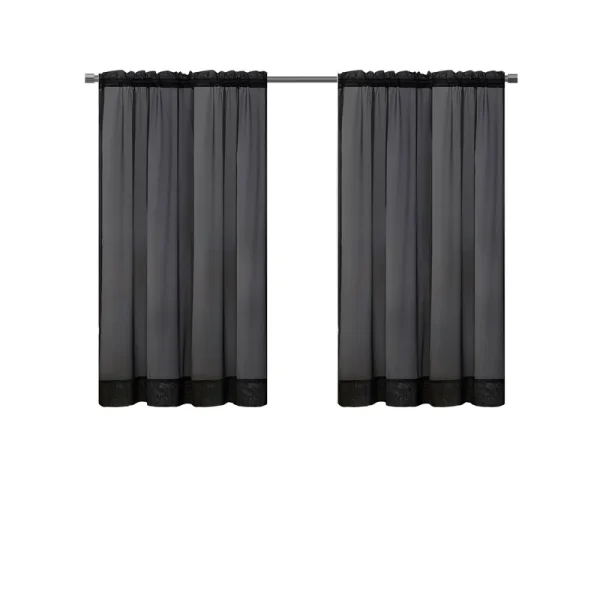 Mainstays Sheer Voile Single Curtain Panel - Black - 59X63 in