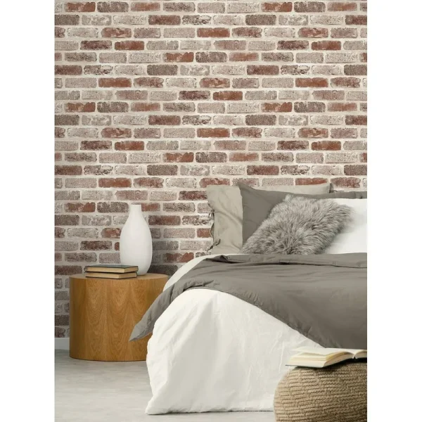 NextWall Washed Faux Brick Peel and Stick Wallpaper
