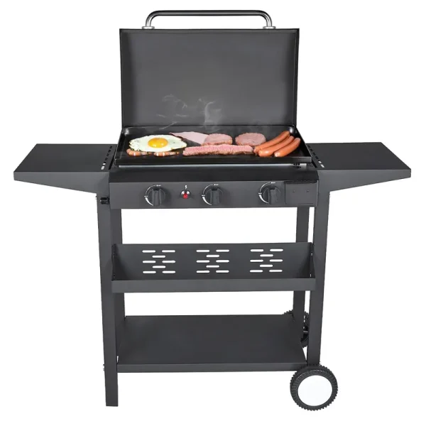 3-Burners Gas Griddle Portable Flat Table Top BBQ Grill Cooking Station