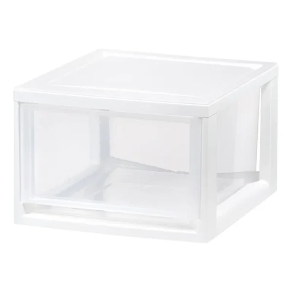 Iris USA, 14.5qt Plastic Storage Modular Stacking Drawer - White