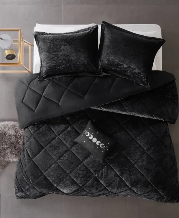 Intelligent Design Felicia Velvet Comforter Set - Black - Twin