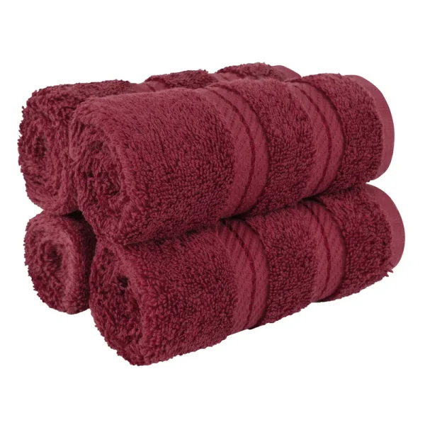 American Soft Linen 4 Piece 100% Turkish Cotton Best Washcloth Towel Set Bordeaux-Red