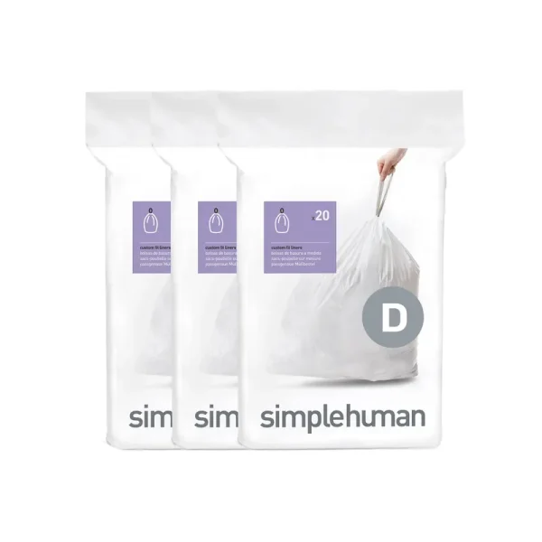 simplehuman Code D 60-Pack 20-Liter Custom Fit Liners White