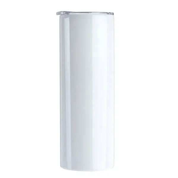 20 oz White Sublimation Tumbler, Blank Straight Cup & Lid