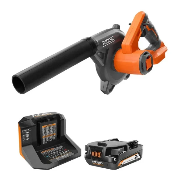 Ridgid 18V Cordless Compact Jobsite Blower Kit with 2.0 Ah Battery and Charger R86043KSBN