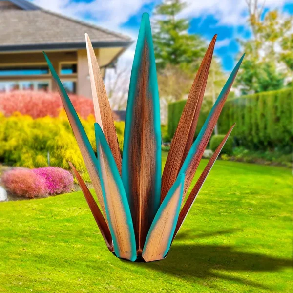 Large Tequila Rustic Metal Agave Sculpture Perfect for Outdoor Decor