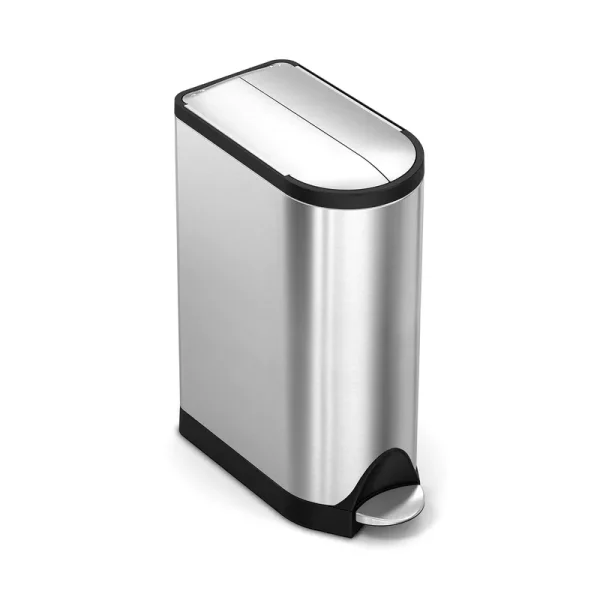 simplehuman 18 L Butterfly Lid Kitchen Step Trash Can, Brushed Stainless Steel