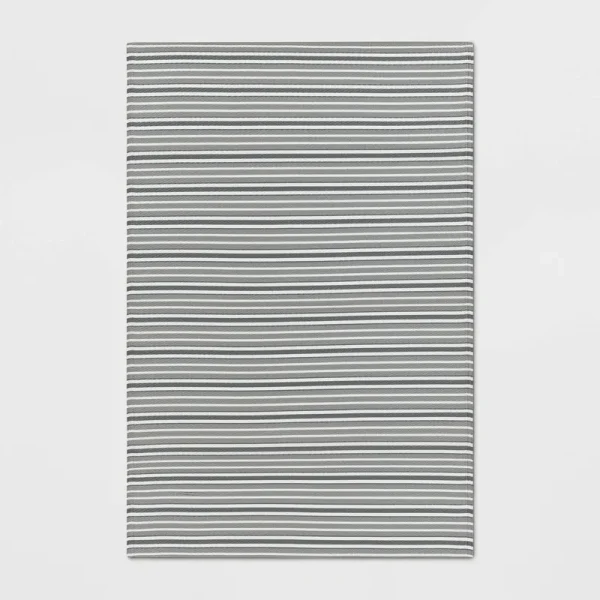 4'x6' Stripe Outdoor Rug Gray - Room Essentials