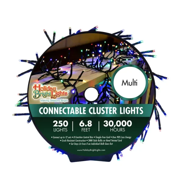 Holiday Bright Lights LED 250 Light 6.8' Multi-Color Cluster Light Set