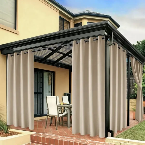 LUSHVIDA Waterproof Outdoor Curtains for Patio Grommet Privacy Curtain