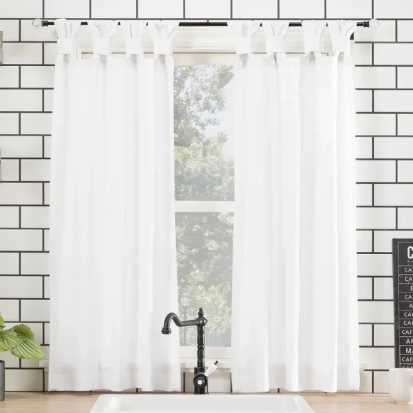 Archaeo White Washed Cotton Twist Tab Kitchen Curtain Tier