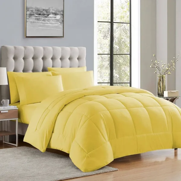 Sweet Home Collection Bed-in-a-Bag Down Alternative Comforter & Sheet Set 7 Piece - Yellow - Twin