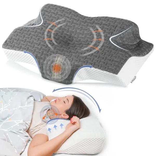 Elviros Memory Foam Cervical Pillow, Ergonomic Contour Pillow for Neck and Shoulder Pain Relief, Orthopedic Sleeping Bed Pillows for Side , Back and