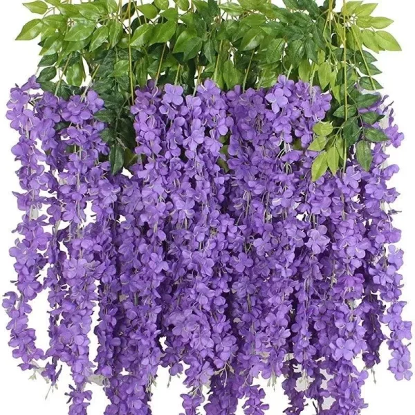 12 Pack Wisteria Flower Vines Garland, 3.75 Feet Artificial Flower Strings, Fake Hanging Flowers, Silk Wisteria Garland Flowers, Wisteria Vine for