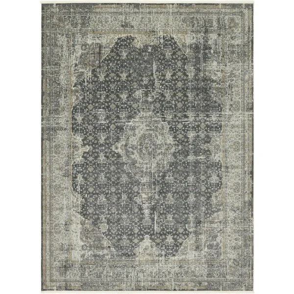 Unique Loom 3140224 10 x 13 ft. La Cabana Baracoa Rectangular Rug Dark Gray