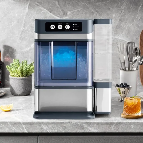 TEKAMON Nugget Ice Maker Countertop, 41 lb/24H, Soft Chewable Pellet Touchscreen Ice Maker with Self - Cleaning Function for Kitchens, Offices, Home