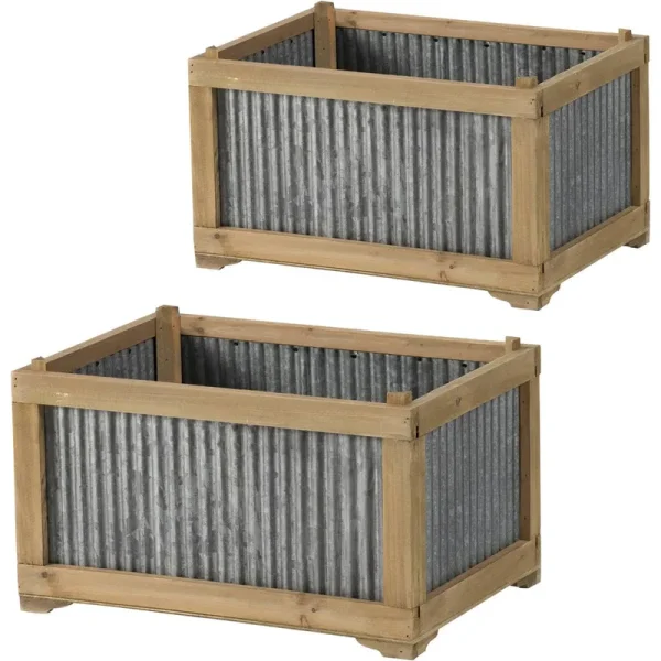 A B Home Planter - Weathered Brown Galvanized Gray